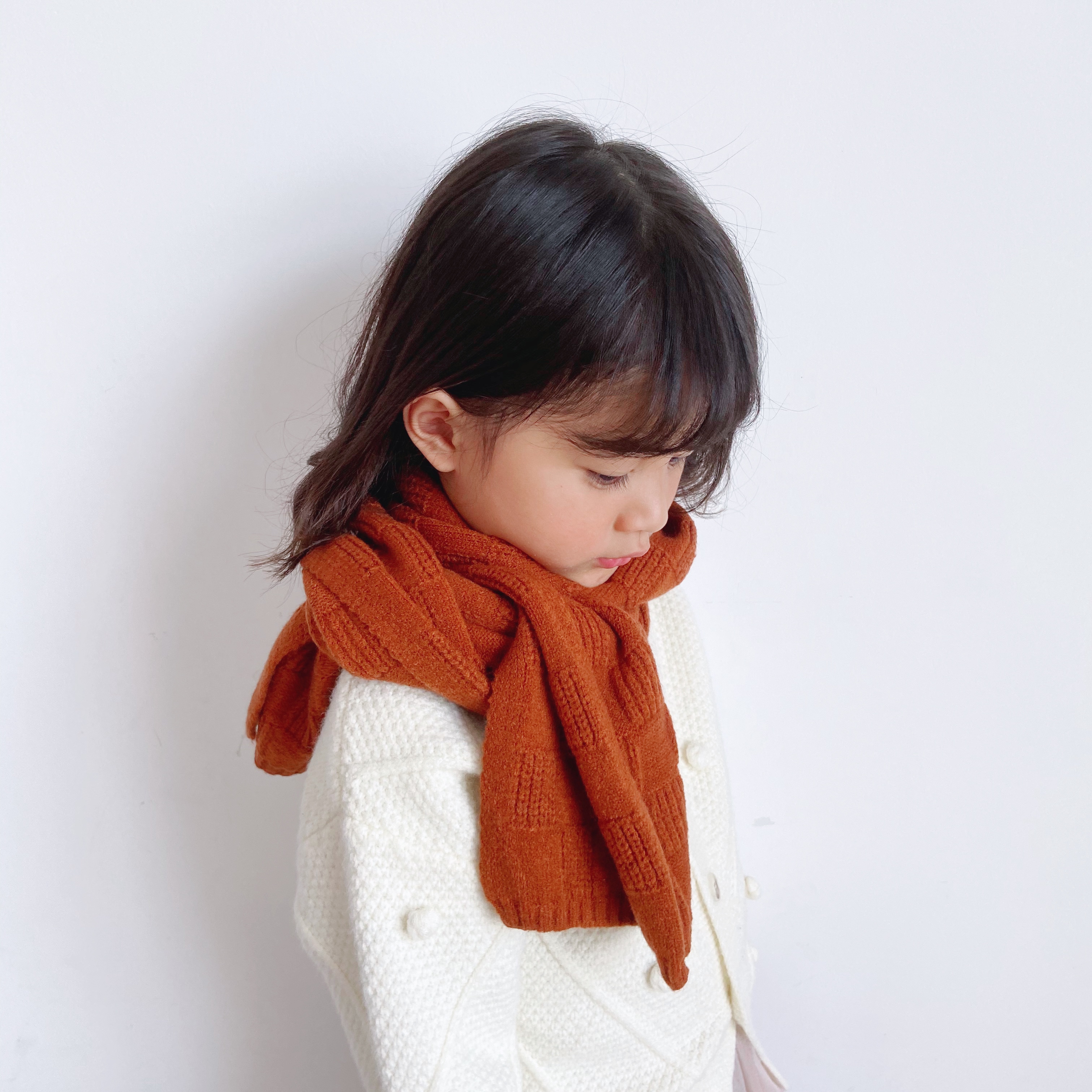 Winter baby warm neck scarf solid color children's protective neck collar for boys and girls thickened new children's scarf