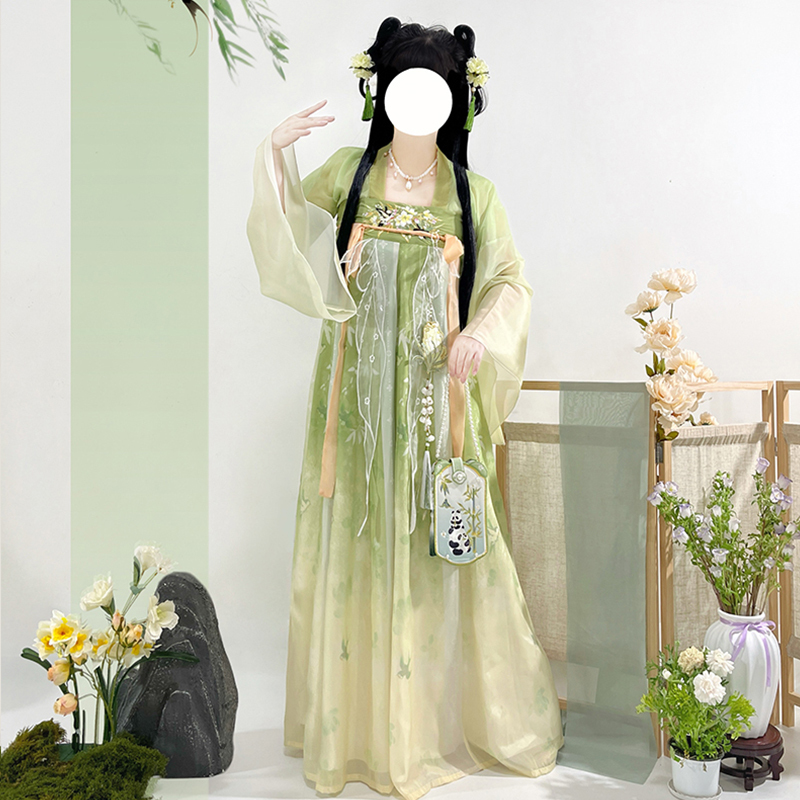 【Yizhichun】Original Hanfu Women's Embroidered Tang-Style Chest-Length Skirt Daily Super Fairy Spring and Summer Set 【Yizhichun】Original Hanfu Women's Embroidered Tang-Style Chest-Length Skirt Daily Super Fairy Spring and Summer Set