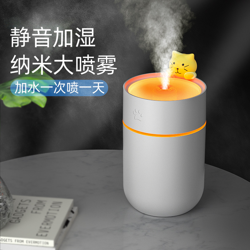 Humidifier cute mini cartoon cat night light dormitory student bedside desktop aromatherapy small air humidifier
