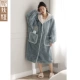 Nedia pyjama váy ngủ phụ nữ mùa đông dày san hô lông cừu ấm áp cardigan trùm đầu dễ thương lỏng lẻo cộng với kích thước dịch vụ tại nhà - Night Robe