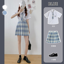 JK original uniform two-piece set short sleeve shirt female student Japanese school uniform summer plaid skirt pleated skirt