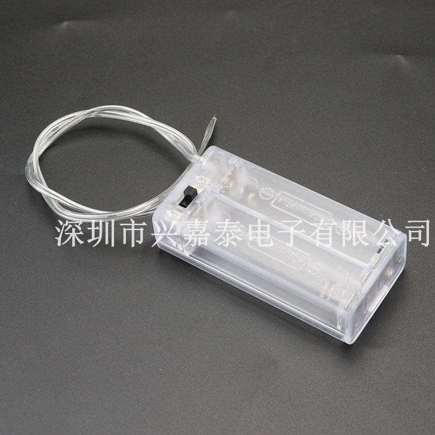 Spot 5 Number of 2 Festival battery case transparent with lid with switch 5-2 section 2AA battery holder with wire