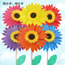 36CM plastic sunflower windmill Sun FLOWER windmill Garden-shaped windmill activity decorative windmill