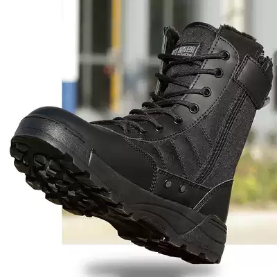 Du Lang outdoor winter combat boots wear-resistant men's high Special Forces plus cotton warm tactical boots land war boots desert boots