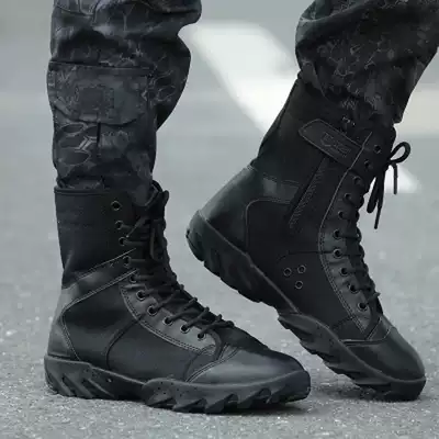 Dunlang army fans summer and autumn ultra-light male special forces high-barrel tactical boots Outdoor combat boots Marine boots wear-resistant hiking boots
