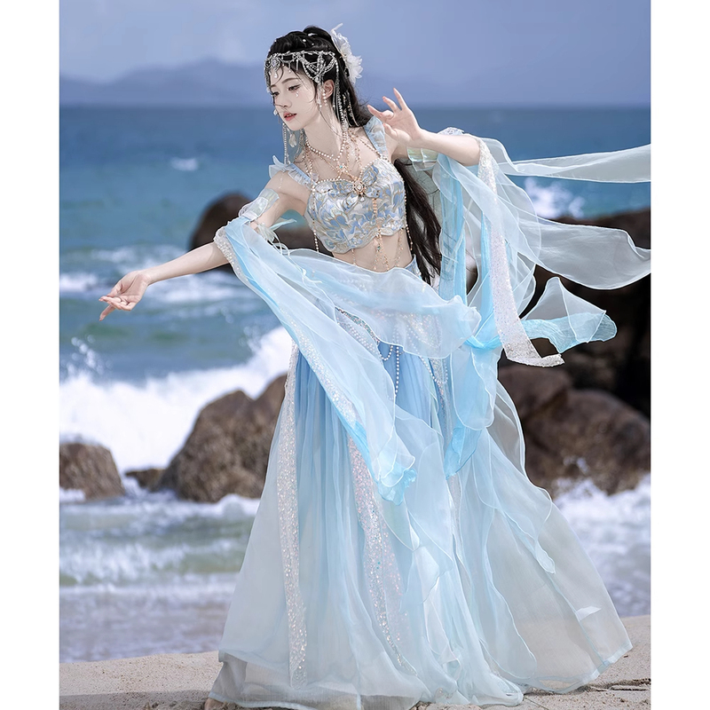 Mermaid Original Series Exotic Embroidery Gradient Print and Dye Young Girl Mermaid Princess Heavy Craft Fairy Chest-Length Hanfu Hot Item