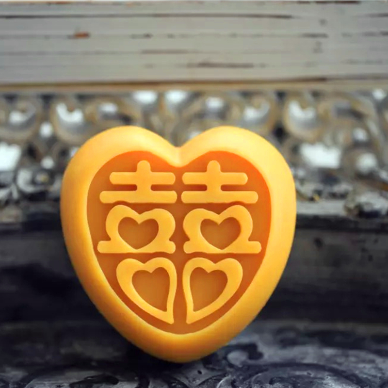 Wedding Soap Mould Silicone Mould Heart-shaped Double Happiness Soap Mould Silicone Mould Art Soap Mould