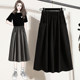 Large size fat mm temperament design sense high waist drape skirt 2023 summer loose and thin mid-length umbrella skirt