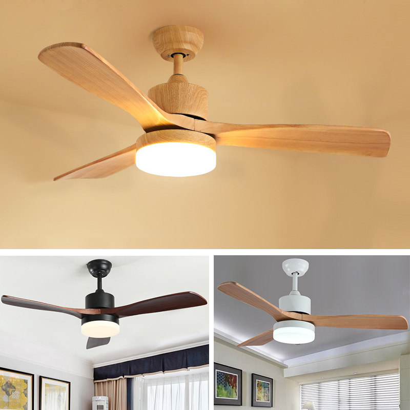 Nordic Ceiling Fan Light Dining Room Home Living Room Modern Minima Solid Wood Ceiling Fan Lamp American Led Fan Chandelia