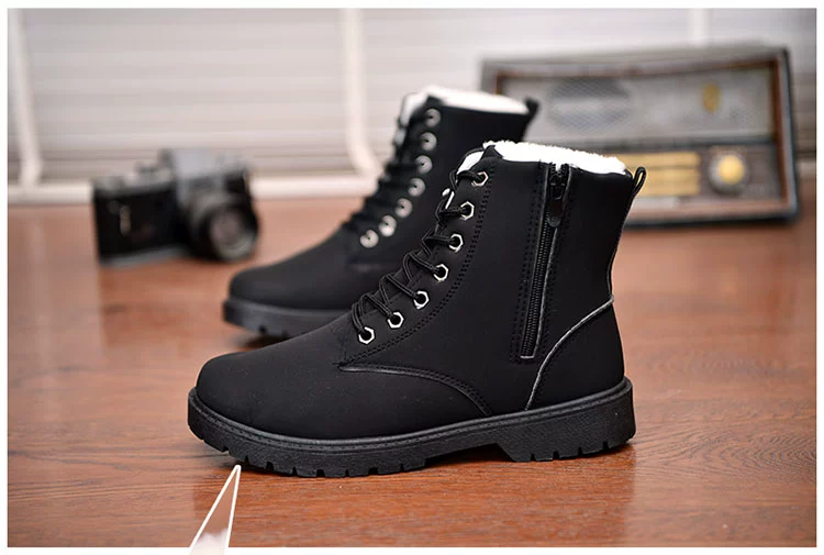 Giày nam mùa thu và mùa đông Martin bốt cao cổ bốt cao cổ ấm bốt giày nam lacoste