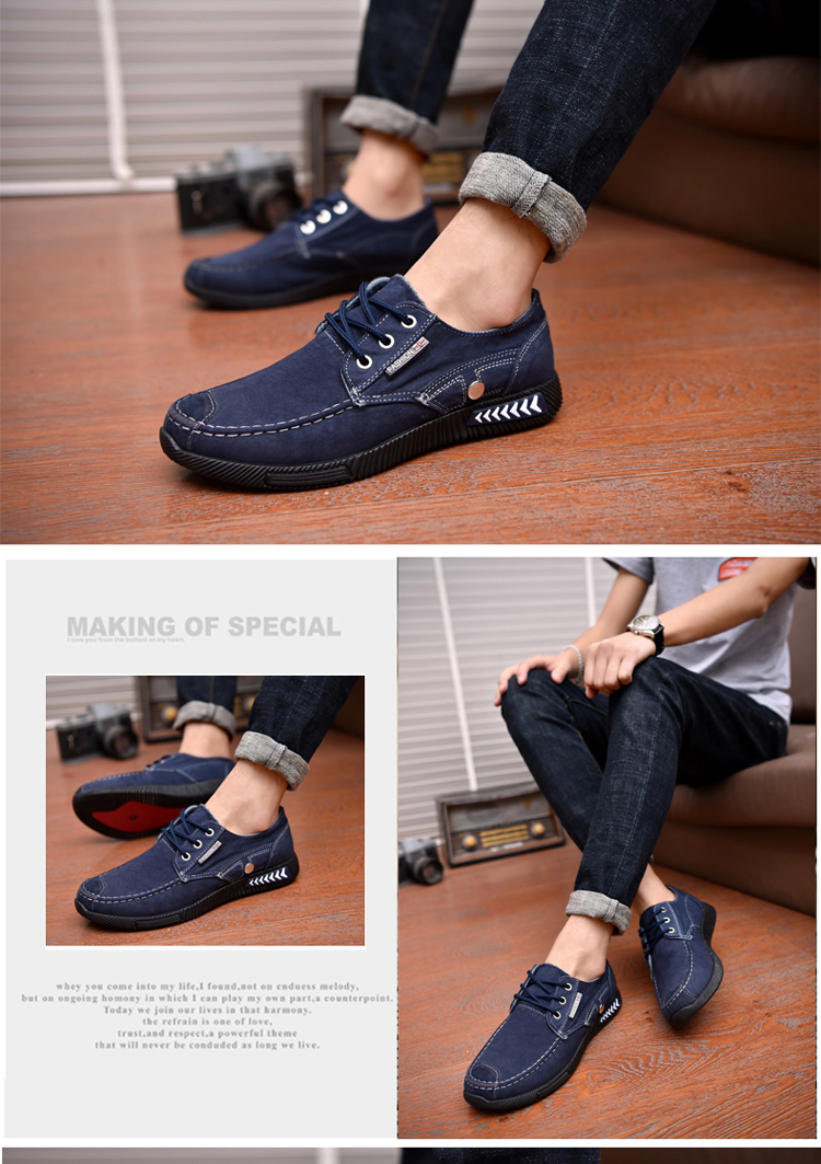 Giày nam xuân hè 2018 giản dị Giày denim giày thủy triều xu hướng thời trang giày vải Phiên bản Hàn Quốc của giày nam thoáng khí giày thể thao trắng