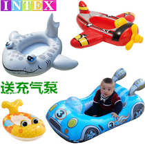 Childrens inflatable swimming ring does not touch water mens and womens baby plane seat pontoon car shark cartoon baby seat boat