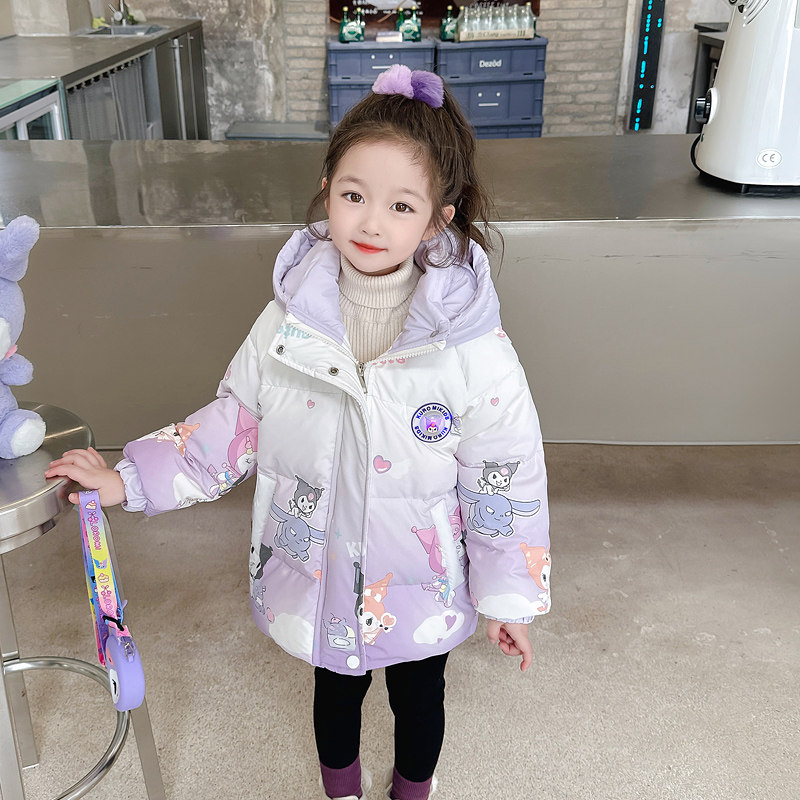 クロミ ガールズ ホワイト ダックダウンジャケット 2025年新作 スタイリッシュな冬用コート ベビーガールズ向け 厚手 子供用