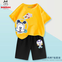 Babudou childrens clothing mens summer suits fashion boys sports shorts summer outer pants boys short-sleeved new handsome
