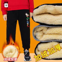 Babu Bean Boy Plus Suede Sports Pants Winter New CUHK Tong Thickening Integrated Suede Trousers Children Pants Male Tide