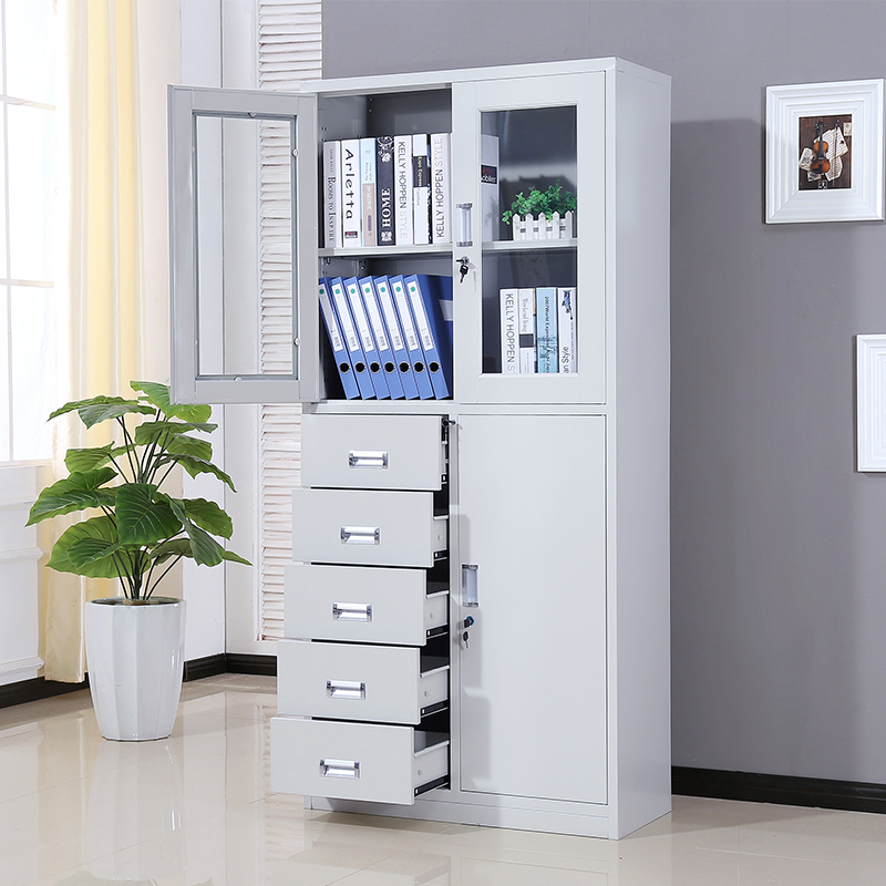 Shanghai Steel Partial-Five-Bucket Filing Cabinet Thickened Bookcase Information Cabinet With Drawer With Lock Financial Warrant Cabinet