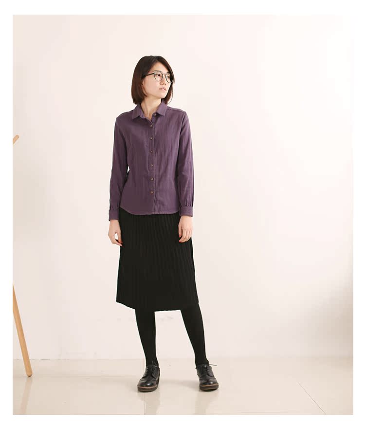 Chậm rãi tự chế retro lỏng Harajuku Nhật Bản đôi sợi bông dày lên đáy áo nữ mùa xuân phong cách mới áo kiểu công sở