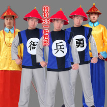 Qing Dynasty costume officers and soldiers perform magistrate costumes Prison prisoners prison uniforms Da Nei guard costumes Yellow jacket Manchu costumes