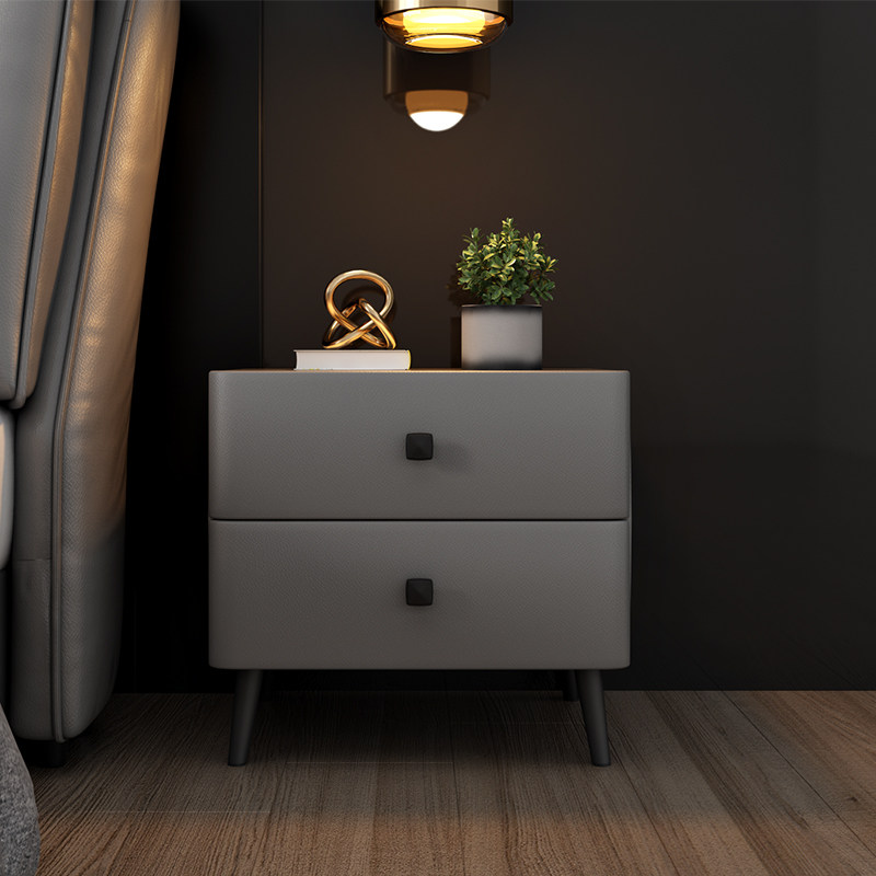 Nordic modern minimalist Italian style bedside table bedroom Italian minimalist bedside table side a few two drawers light luxury