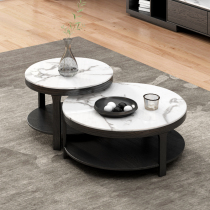 Nordic rock board solid wood size round several combination sets Extremely simple modern living room small apartment high and low round tea table