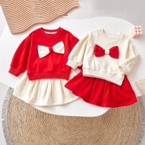 Girl fold dress suit toddler baby dress children dress dress girl butterfly knife long sleeve dress autumn