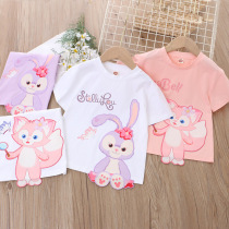 Girls Short Sleeve T-shirt Summer Dress Star Daily Lucartoon Half-sleeved Baby Pure Cotton Cotton Summer Childrens Clothing