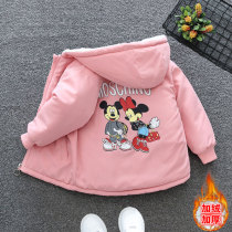 Girl cartoon coat autumn and winter clothing plus wool cotton clothesGay baby hood clothesCotton heating