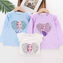 Girl Long Sleeve T-shirt in Spring and Autumn Mode of Big Childrens Little Girls Little Girls Top Kids Pure Cotton Tide T