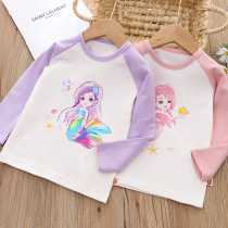Children t-shirt long sleeve girl baby mermaid clothes spring and autumn cotton childrens tops cartoon tide