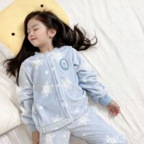 Childrens nightgown girl autumn winter coral suede Princess Aisa sleepgown girl flannel home dress winter dress