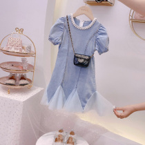 Girls Jean Dress Summer Oceannus Princess SkirtsBaby Short Sleeve Summer Dress for Fashionable Childrens Fish Tail