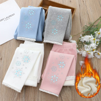 Girl plus bottle trousers winter children Aisa ice princess trousers thicken outfit wearing baby pants
