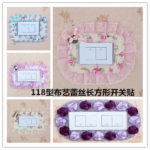 Switch protective cover switch stickers wall stickers fabric lace socket stickers creative Korean style simple modern European style decoration cover