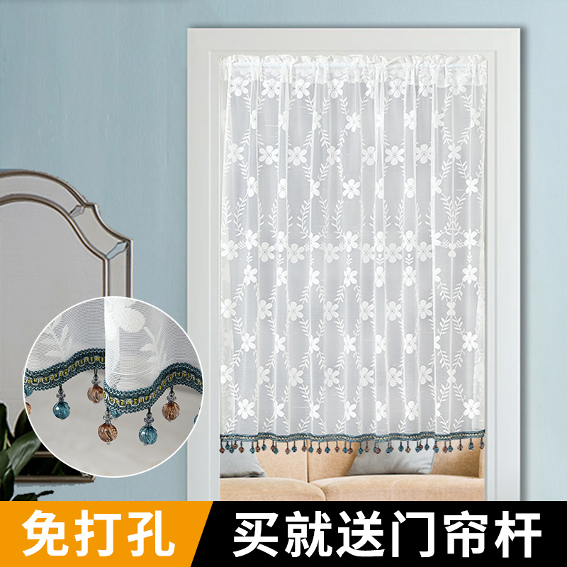 Door Curtain Partition Cord Fabric Art Net Home Free Stiletto Lace Door Curtain Cute Teenage bedroom Semi-cut Decorative Curtain