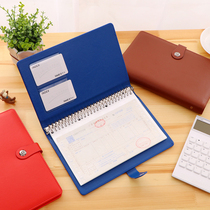 Color Leather Face VAT Invoice Clip Loose-leaf Bill Folder Multilayer Cashier Bag Finance Special Document Clip