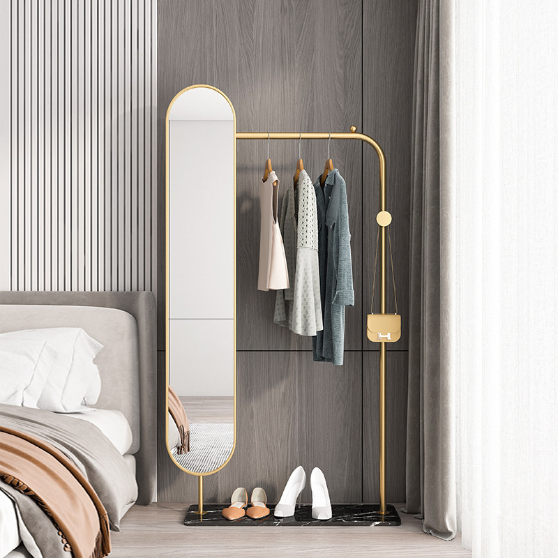 Nordic net red floor style rotating full body mirror full body mirror clothes hat rack integrated household minimalist whole body mirror hanging hanger