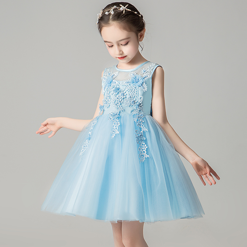 Children's princess dress summer dress new girl's dress noble foreign style fluffy yarn flower girl skirt performance dress