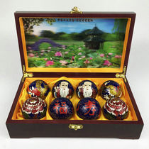 Kangen Baoding iron ball Cloisonne Fushou birthday star dragon phoenix peony set boutique wooden box to send gifts to elders and leaders