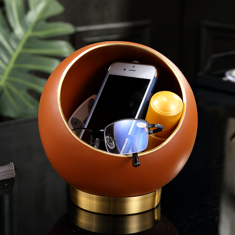 Light luxury desktop trash can living room small office table bedroom creative spherical storage box home accessories