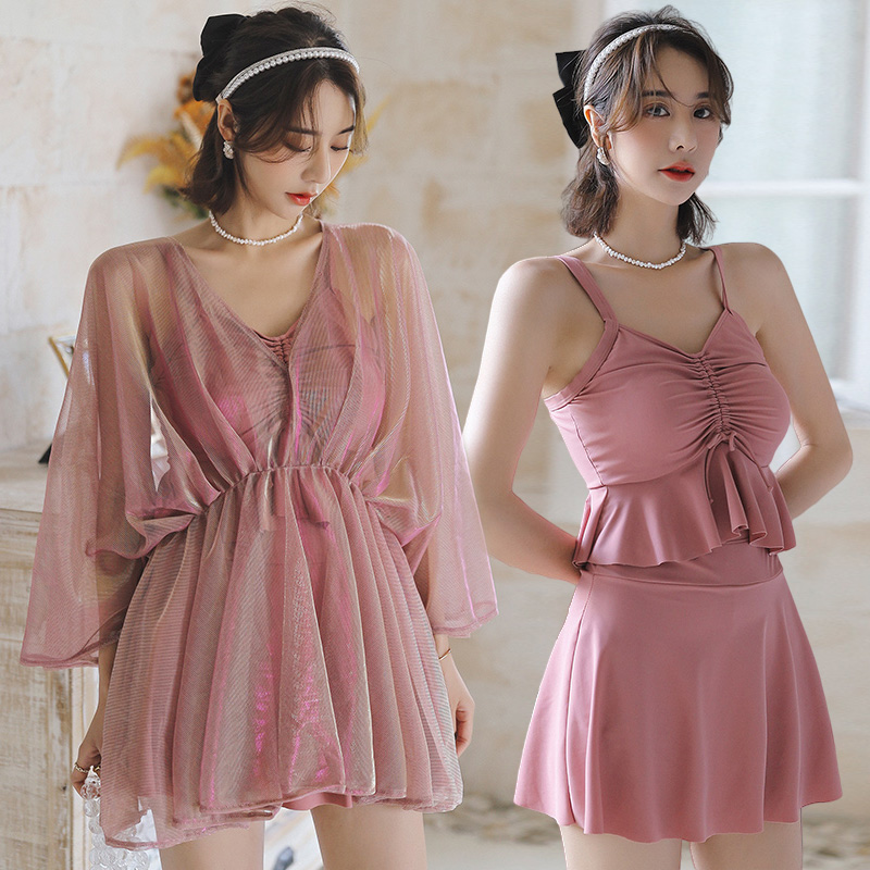 Large size swimsuit women's 2022 new two-piece sexy three-piece suit covering the belly to show thin and fat mm200 catties Korean ins swimsuit