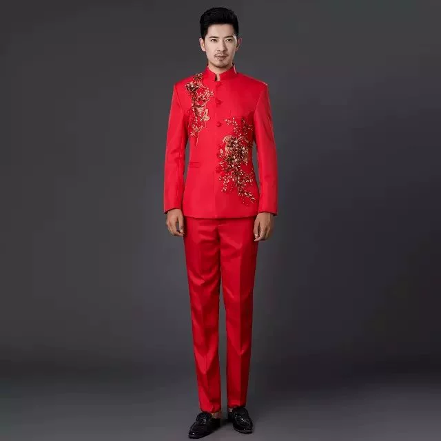 2017 new sequined nam trang phục biểu diễn nam phù hợp với sân khấu emcee người dẫn chương trình váy mỏng nam phù hợp - Suit phù hợp