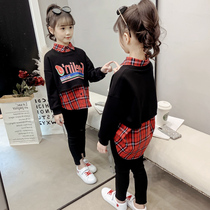 Girl autumn 2020 new Korean version of childrens clothing foreign style shirt set in childrens autumn fashion two-piece set