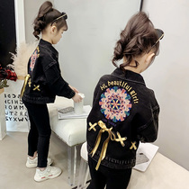 Womens dress foreign spring 2021 new middle and big childrens spring fashion little girl spring and autumn denim coat
