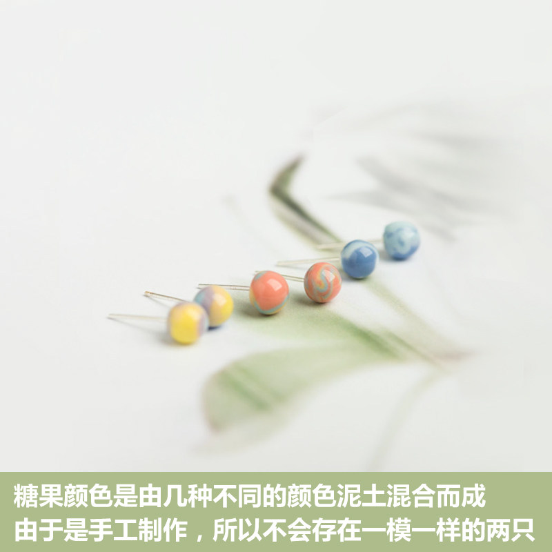 Huasu's new hand-made candy series s925 sterling silver ear acupuncture women's small fresh and simple temperament all-match earrings