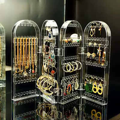 Application door-shaped plastic ear needle earrings ear clip display stand Creative Screen jewelry rack necklace jewelry hanger can be folded