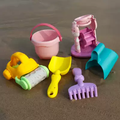 Children's beach toys Baby seaside digging sand digging tools Playing water trumpet hourglass set combination shovel bucket