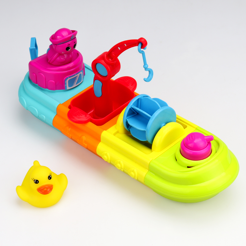 Baby baby play water bath boat Children's bathroom Bath boat Assembly press water spray floating hand-held toys