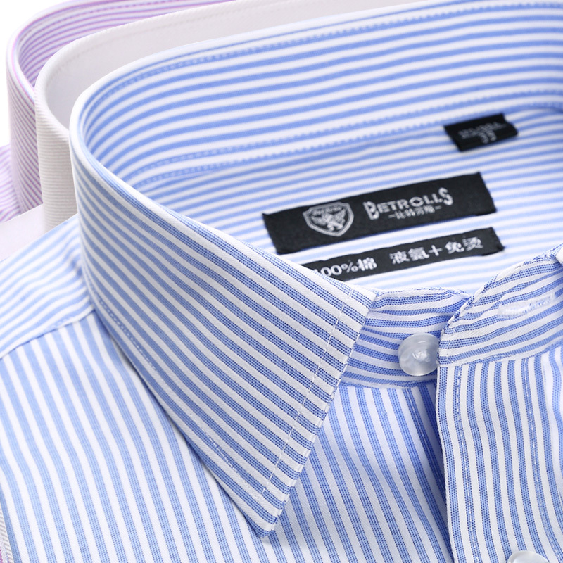 Bitlaus Formal Men's Wrinkle-Free Striped Short-Sleeve Summer Men's Pure Cotton Business Shirt Workwear All-Cotton Shirt