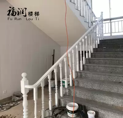 Solid wood staircase guardrail Yang custom villa loft fence bay window patio railing duplex column indoor wooden handrail