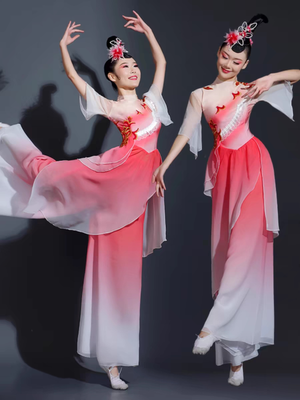 Classical Dance Performance Clothing for Women, Elegant New Style, Eighteen-Flower Butterfly Umbrella Dance Costume, Gauze High-End Practice Clothing Set Classical Dance Performance Clothing for Women, Elegant New Style, Eighteen-Flower Butterfly Umbrella Dance Costume, Gauze High-End Practice Clothing Set